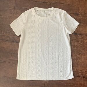 White eyelet short sleeve top
